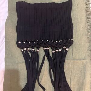 Dion Lee Black Fringe top